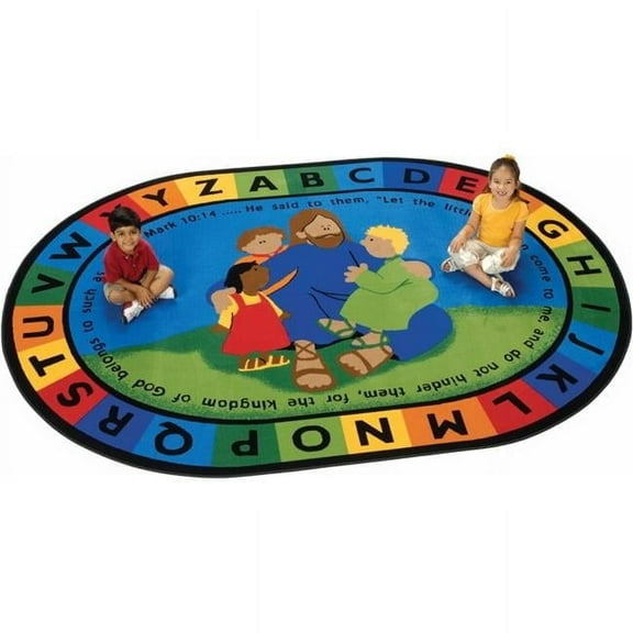 Carpets for Kids 72006 Jesus Loves the Little Children Rug- 6 ft. 9 in. x 9 ft. 5 in.