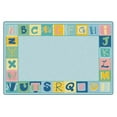 thumbnail image 1 of Carpets for Kids 7754 4 x 6 ft. Kid Soft Toddler Alphabet Blocks Border Rectangle Rug - Light Blue, 1 of 1