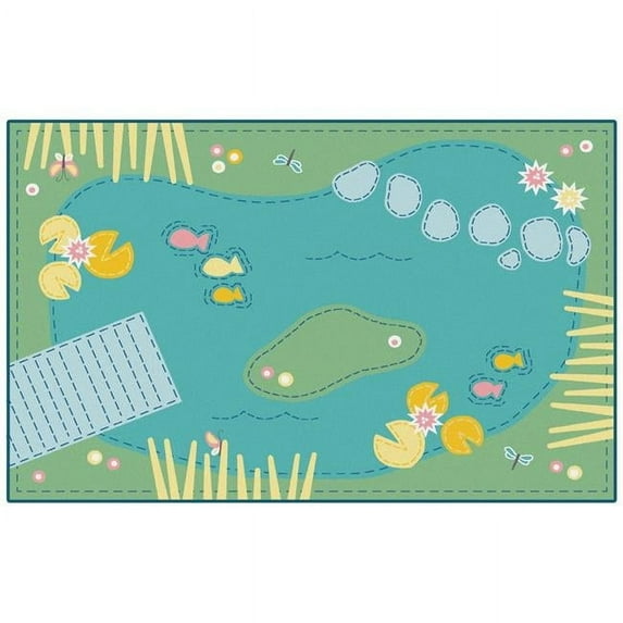 Carpets for Kids 91.68 7 ft. 6 in. x 12 ft. Tranquil Pond Activity Rectangle Rug - Light Green