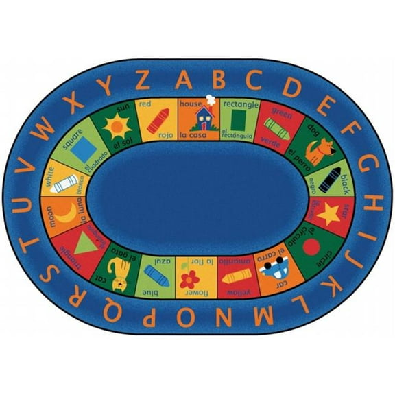 Carpets for Kids Bilingual Early Learning Oval Rug - 113" Length x 81" Width - Oval
