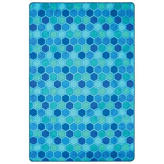 Carpets for Kids Pixel Perfect Collection Honeycomb Pattern Activity Rug, 8x 12, Blue
