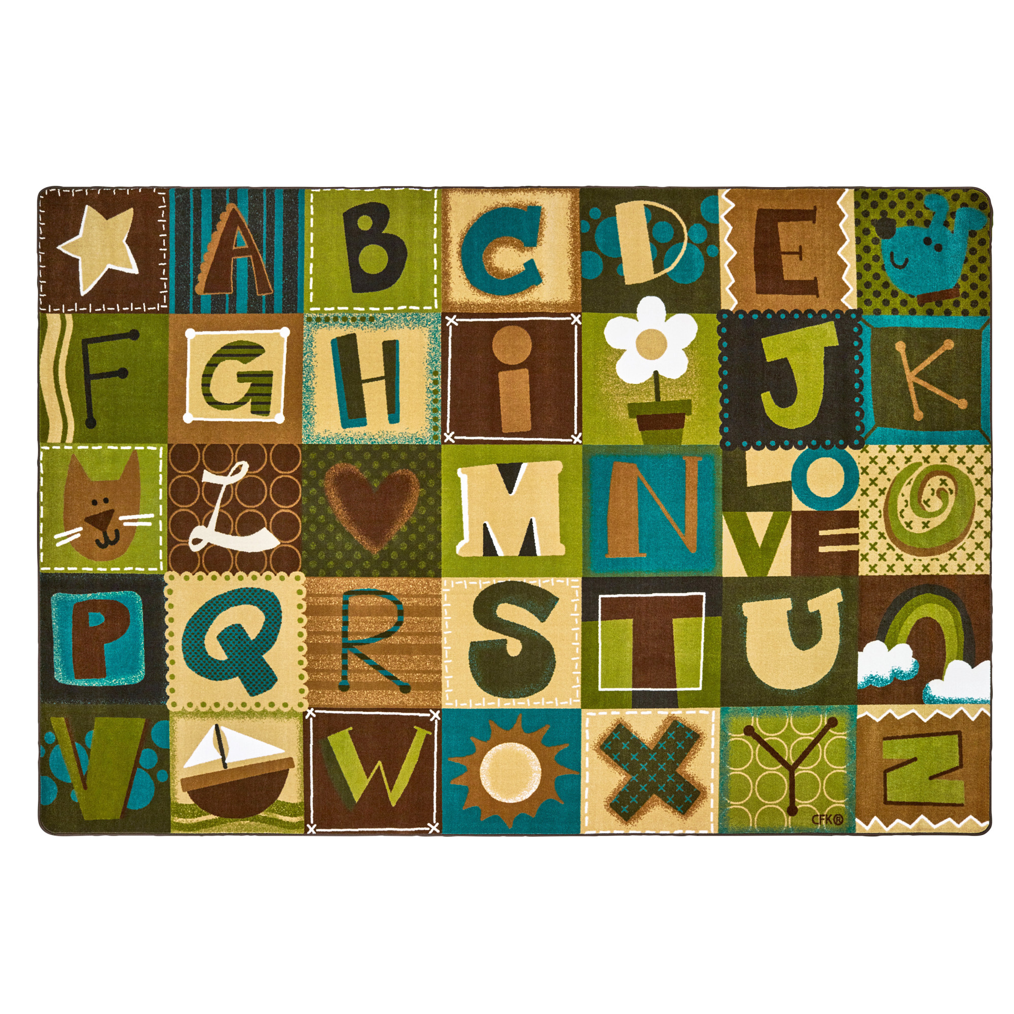 Carpets for Kids® KIDSoft™ Alphabet Blocks Seating Rug, 4’ x 6', Brown - image 1 of 4