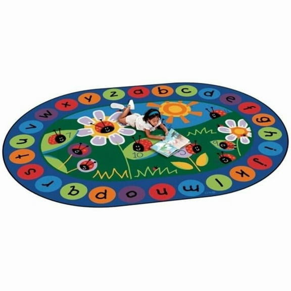Carpets for Kids® Premium Collection Ladybug Circletime Classroom Rug, 6'9" x 9'5", Blue