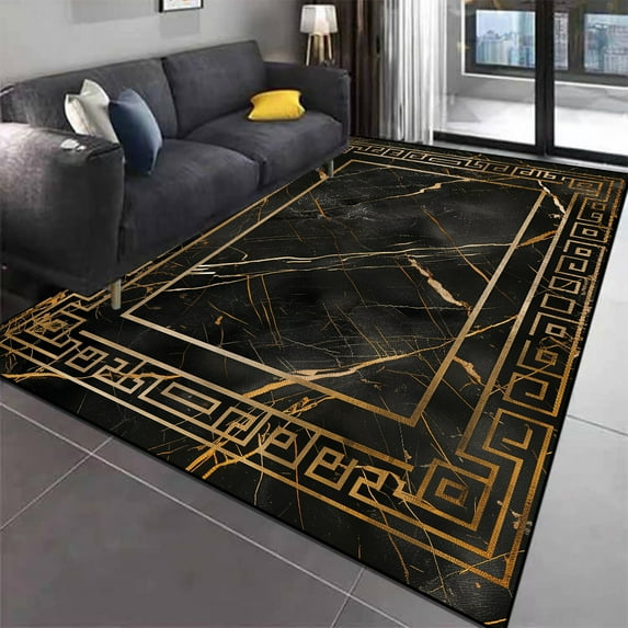Carpets for Living Room Marble Black Gray Pattern Carpet ration Bedroom Large Rug Non-Slip Coffee Ta