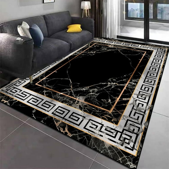 Carpets for Living Room Marble Black Gray Pattern Carpet ration Bedroom Large Rug Non-Slip Coffee Ta