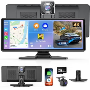 MIMQO 8.1 Inch Portable Touch Screen Car Stereo, Wireless CarPlay, Android Auto, 4K Dash Cam, 1080P Backup Camera, GPS Navigation
