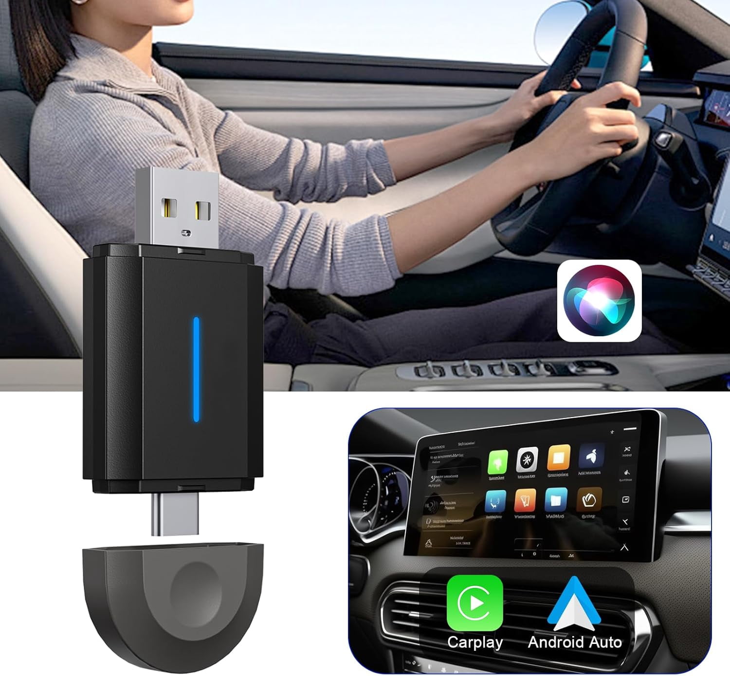 Carplay Wireless Adapter,2 in 1 Wireless Carplay Adapter for Apple ...