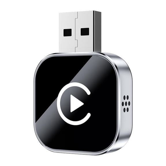 Carplay Wireless Conversion Adapter, Auto Car Connection Dongle, Black Car Accessories, Compact Size, Cq1As, Silver Frame Black Front, Plug-And-Play, Road Travel, 1 Pc