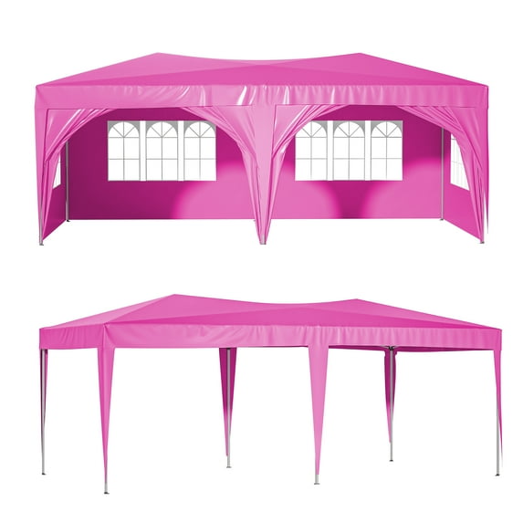 Carport 10X23 FT Car Canopy Tent Heavy Duty Metal Portable Garage Ventilated Storage Shelter Adjustable Height with Windows for Tools Car Truck SUV Boat Party, Pink
