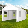 thumbnail image 1 of Carport 12x 20 ft Portable Garage,Heavy Duty Car Port Canopy with 4 Roll-Up Windows & 2 Doors, Waterproof Canopy All-Season Tarp for Car, Truck, Boat, Garden Tools, White, 1 of 9