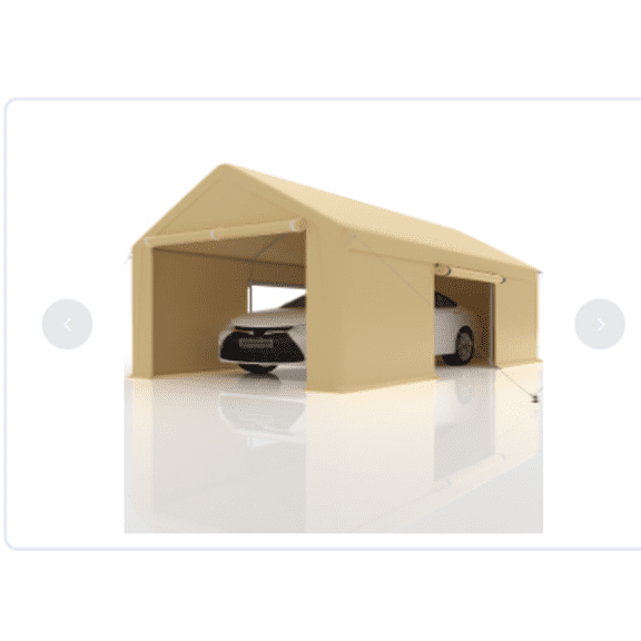 Carport 13'x20' Portable Garage, Heavy Duty 200 GSM Waterproof Canopy, with 4 Roll-Up Doors, and 4 Windows, for Pickup Truck, and Boat