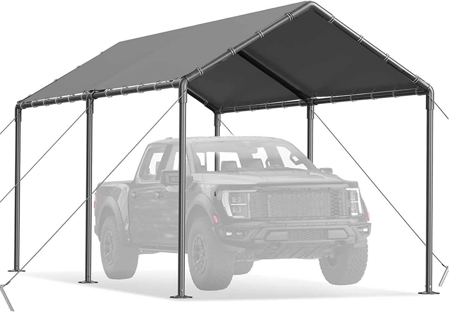 Carport Canopy 10x20 Heavy Duty Metal Carport Waterproof Carport Garage Tent Outdoor for Car Tuck Boat SUV Auto, Grey