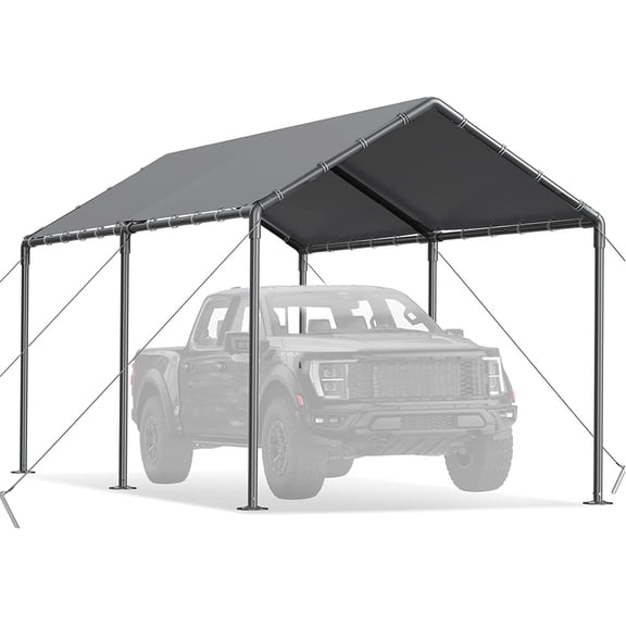 Carport Canopy 10x20 Heavy Duty Metal Carport Waterproof Carport Garage Tent Outdoor for Car Tuck Boat SUV Auto, Grey