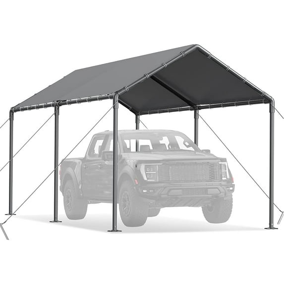 Carport Canopy 10x20 Heavy Duty Metal Carport Waterproof Carport Garage Tent Outdoor for Car Tuck Boat SUV Auto, Grey