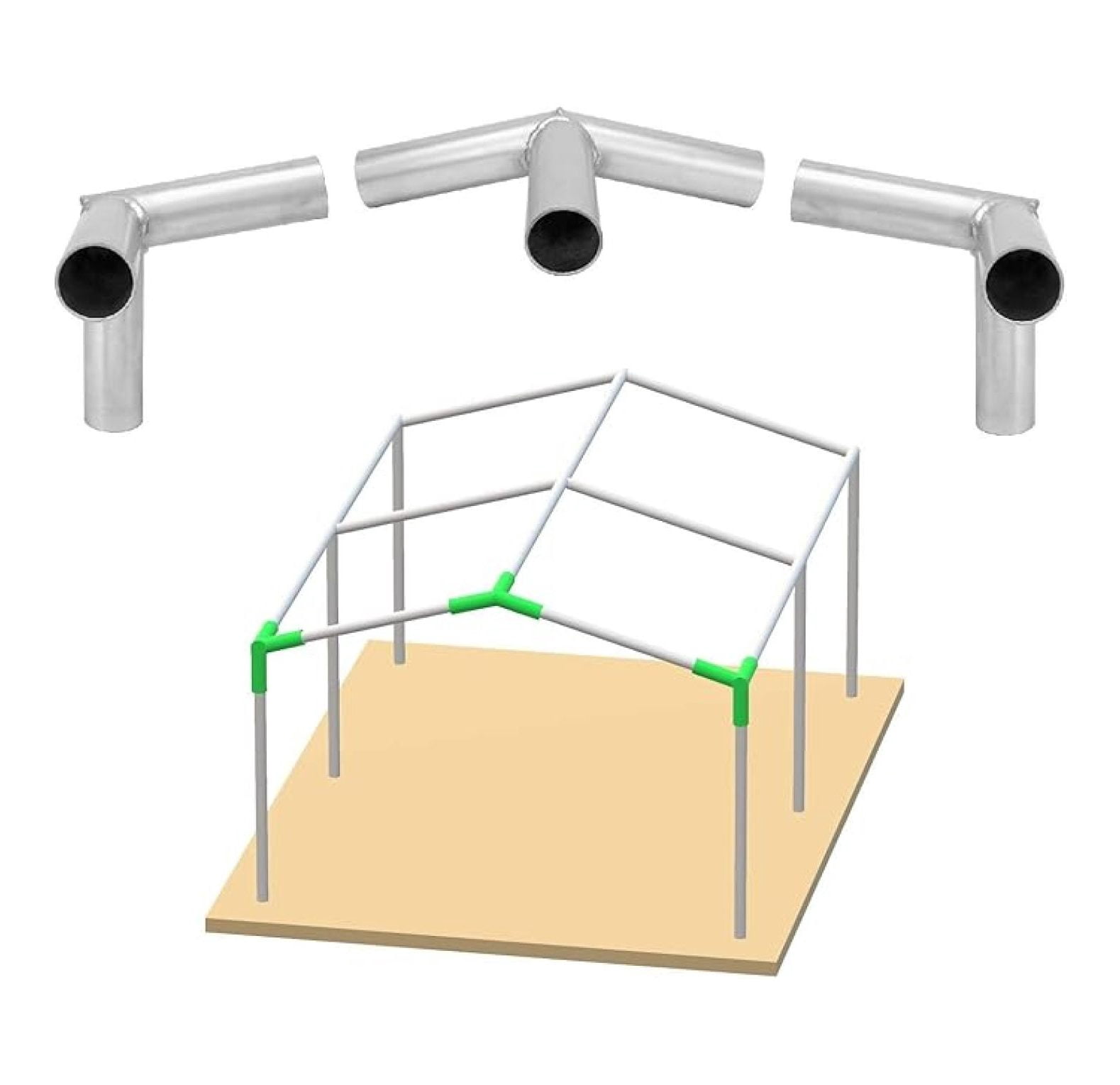 Carport Canopy Frame Fittings Set 1-3/8 Inch Low Shed Tent Garage, 3 Way 3/Pack (Low Front)