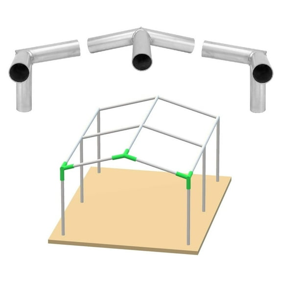 Carport Canopy Frame Fittings Set 1-3/8 Inch Low Shed Tent Garage, 3 Way 3/Pack (Low Front)