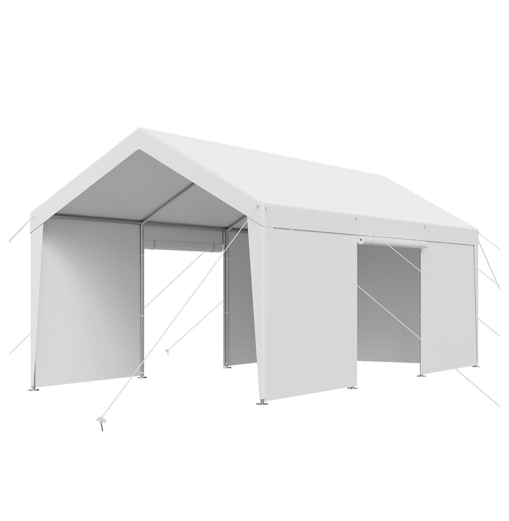Carport Car Canopy 10x20 FT Heavy Duty - Outdoor Shelter with Sidewalls - Grey