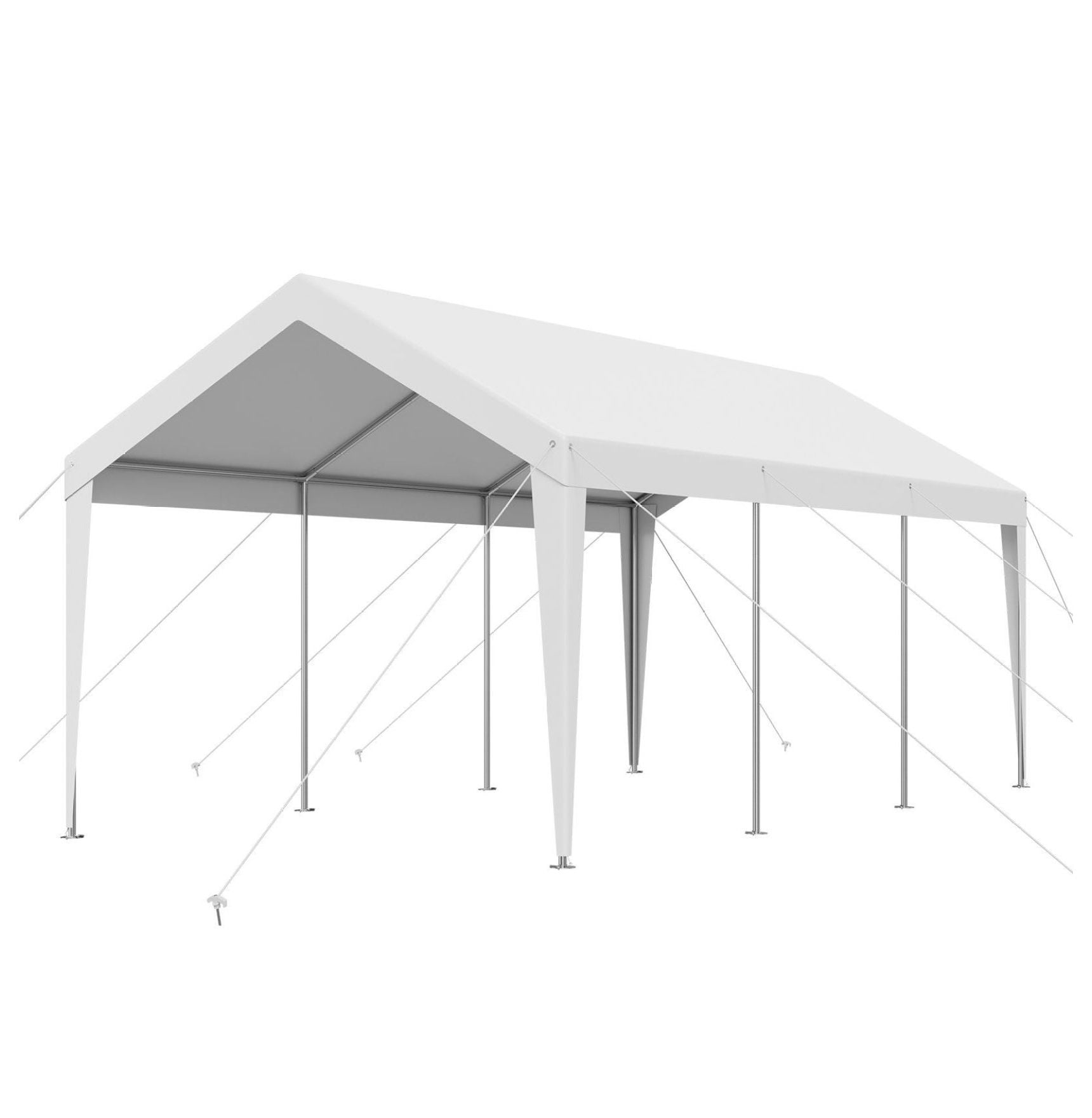 10x20 FT Carport, Portable Car Canopy - Heavy Duty Galvanized Steel Shelter, UV & Water Resistant, All-Season Vehicle Protection for Cars, Boats, RVs - White
