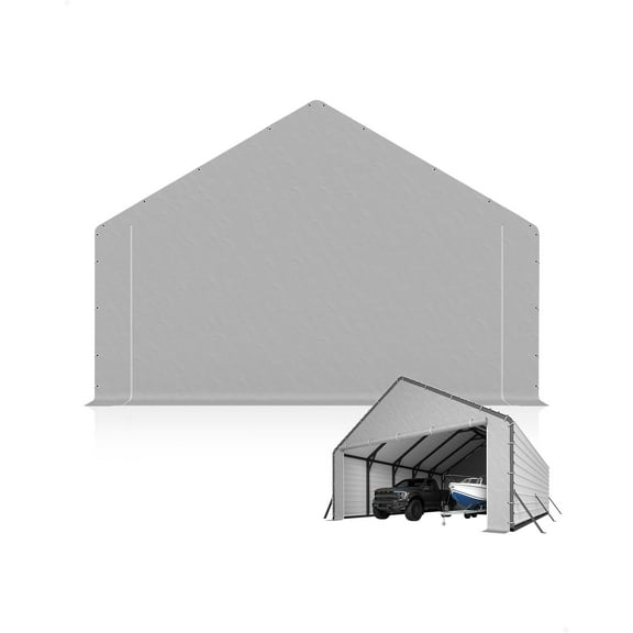 Carport Replacement,Door Panels with Zippers Tarp for Metal Carport,Heavy Duty Car Port with Roll-up Zipper Doors Outdoor Garage for Car,Truck,Boat,Car Canopy