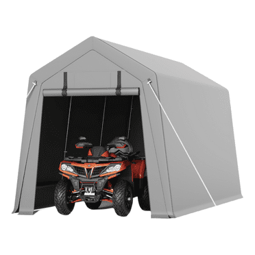 Carport Storage Shed, Portable Garage with Roll-up Zipper Door, Heavy Duty Waterproof Tarp, Storage for Motorcycle, Bike, Firewood, Garden Tools