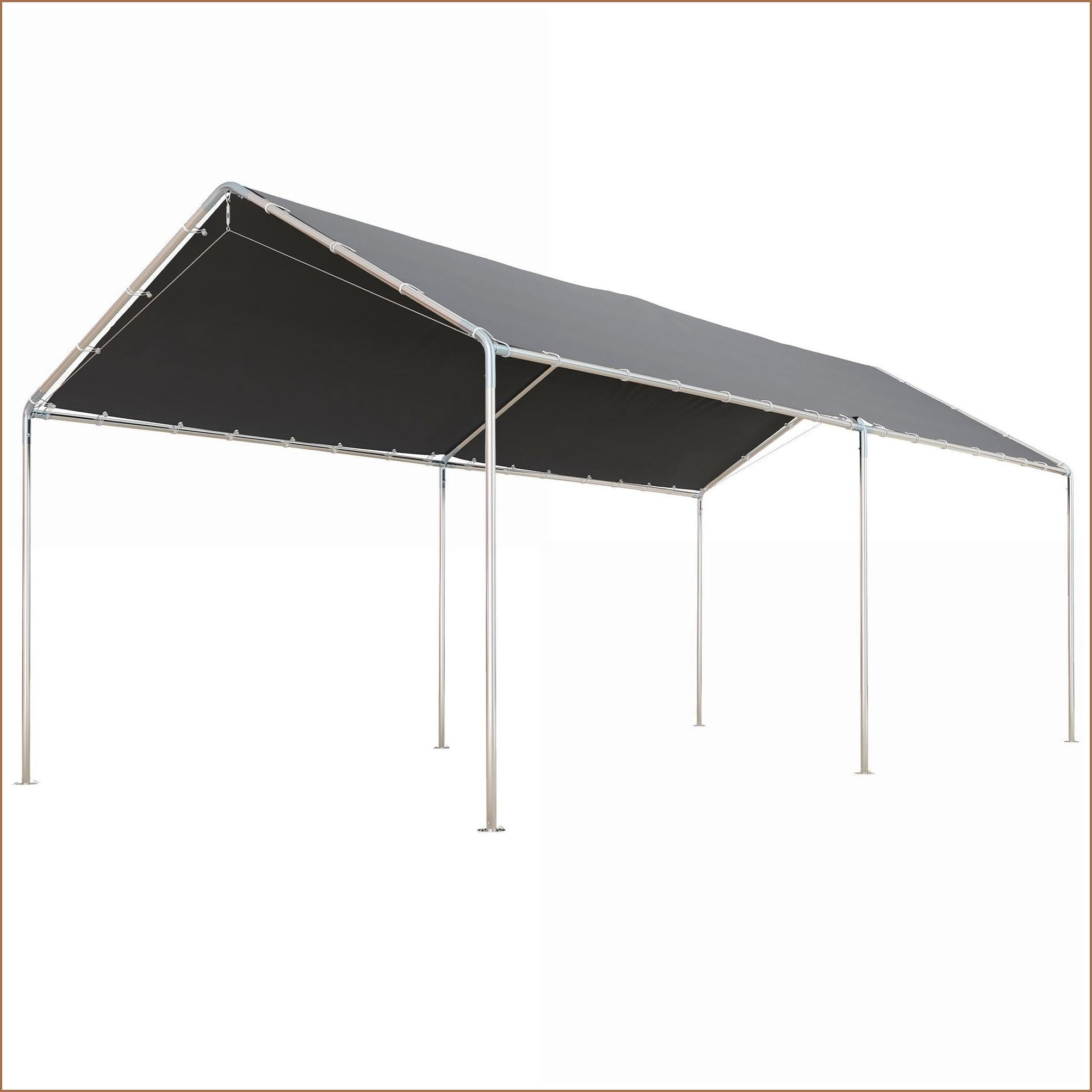 Carports 10'x20' Heavy Duty Outdoor Vehicle Shelter for No-Garage Homes | Gray | Galvanized Steel