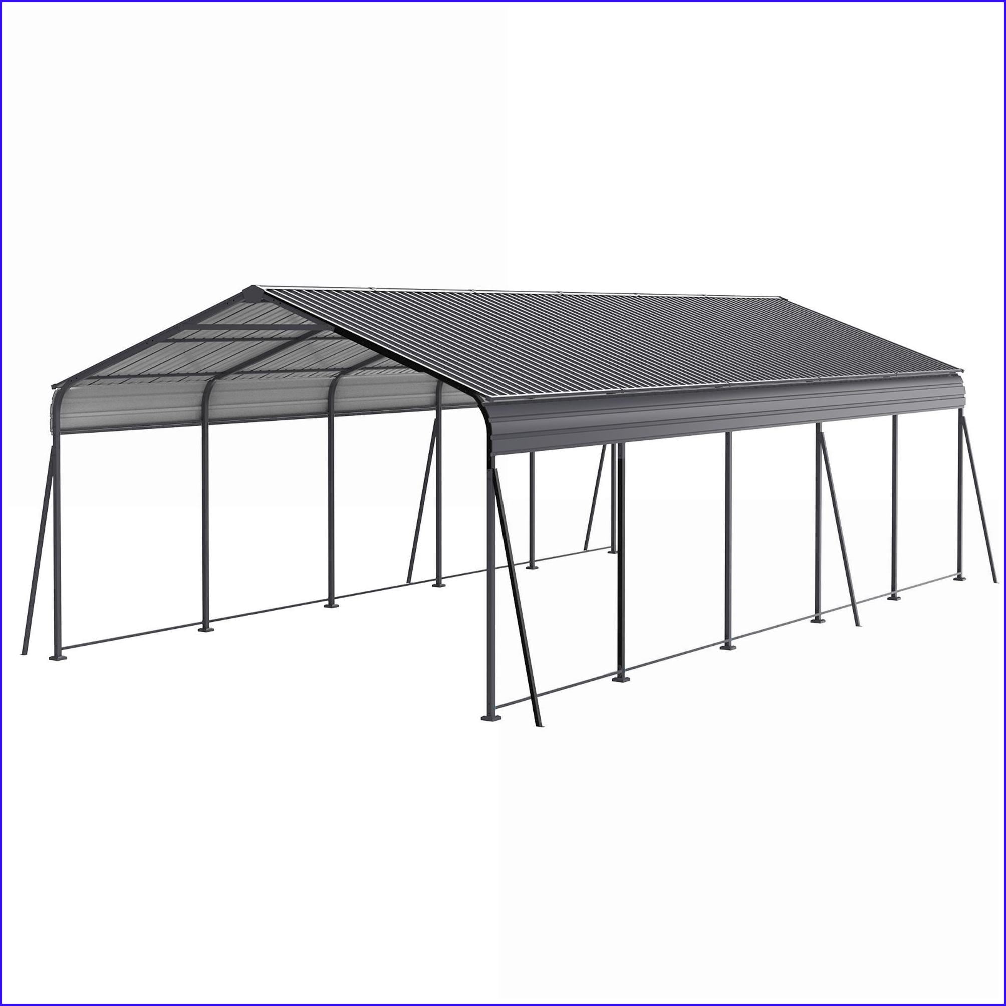 Carports | Modern 13 × 26.5 FT Heavy Duty Galvanized Steel Shelter for Cars Boats Outdoor Events, Slate Gray | Gray | Steel