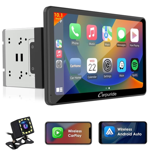 Carpuride 10.1" Double Din CarPlay Android Auto Stereo Detachable Screen