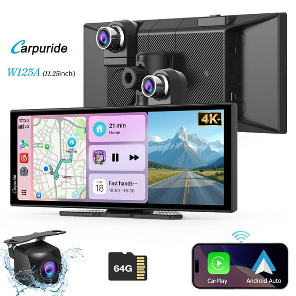 Carpuride 11.25 Wireless Android Auto Adapter Carplay Dash Cam With Bluetooth Car screen(W125A)
