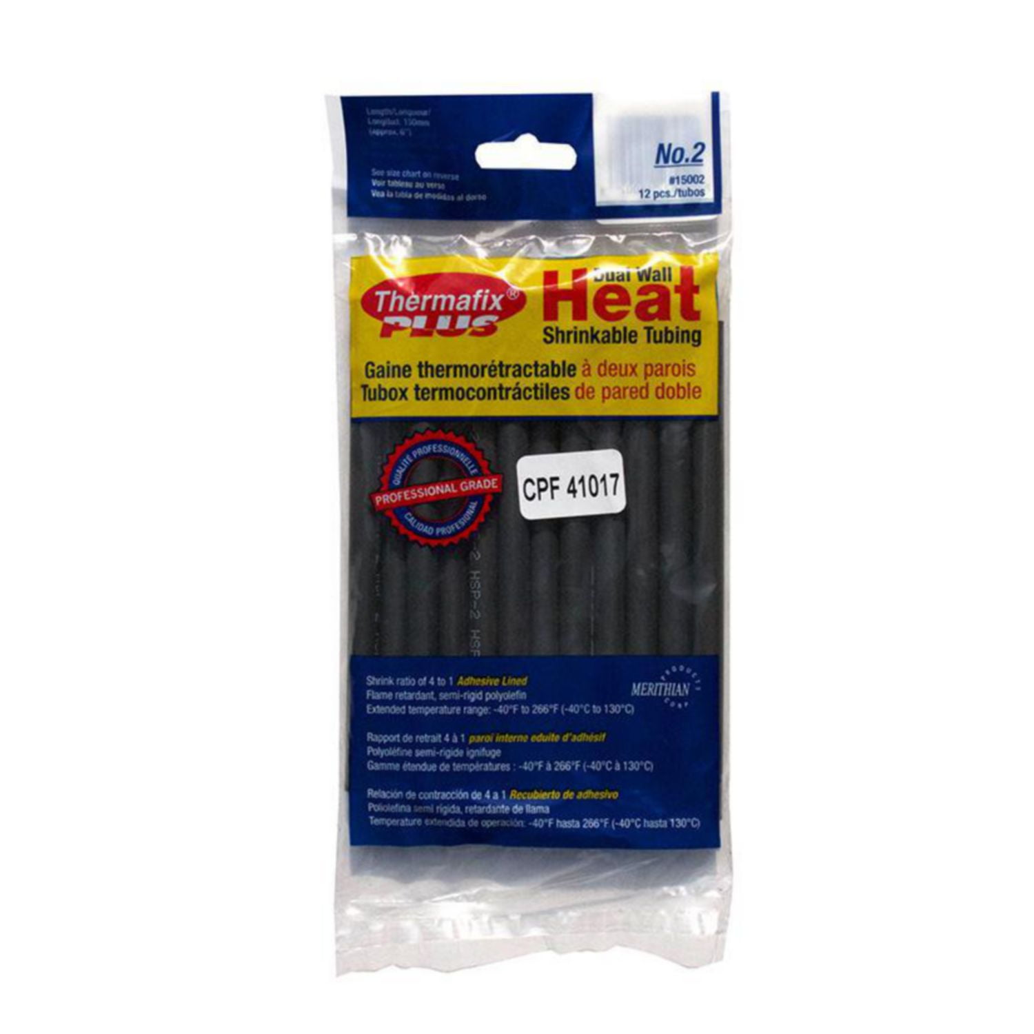 Carquest Heavy Duty Electrical Heat Shrinkable Tubing Size No. 2 (3/8" x 6") Color black