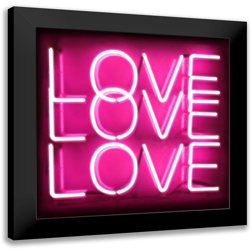 Neon Love Love Love Pink and Black Canvas Print