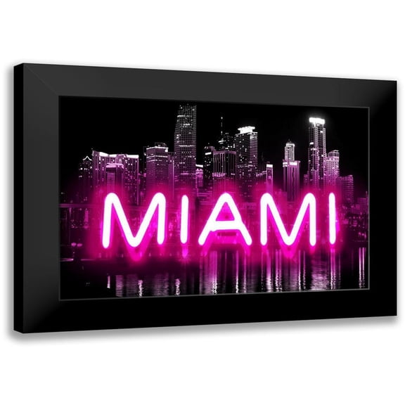Carr, Hailey 14x11 Black Modern Framed Museum Art Print Titled - Neon Miami PB