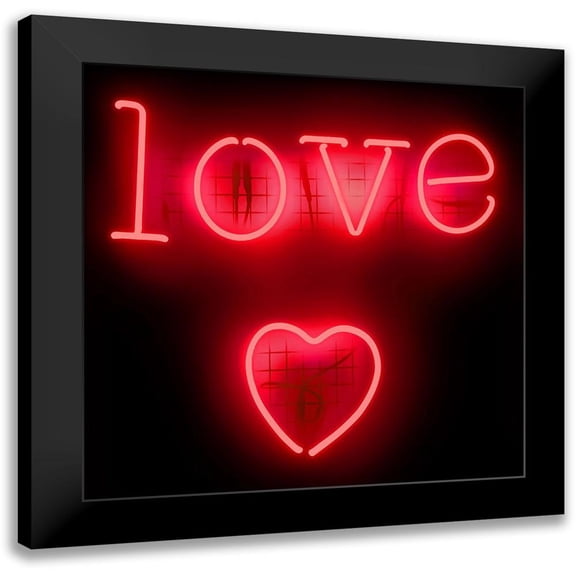 Carr, Hailey 15x15 Black Modern Framed Museum Art Print Titled - Neon Love Heart RB