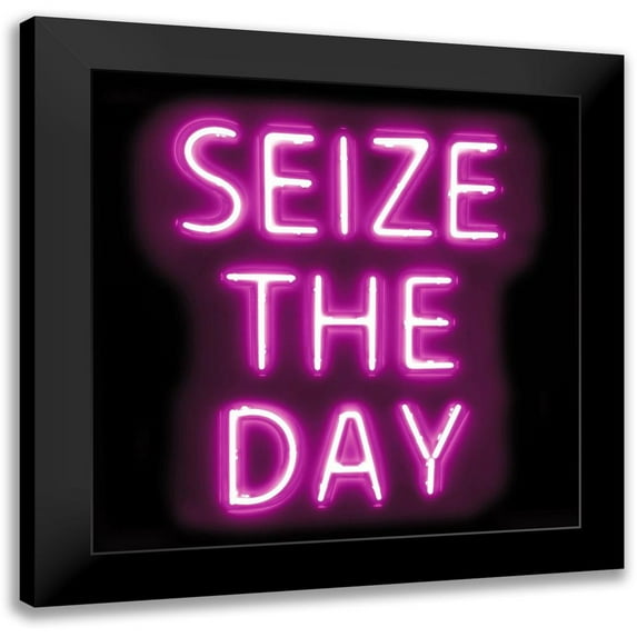 Carr, Hailey 15x15 Black Modern Framed Museum Art Print Titled - Neon Seize The Day PB