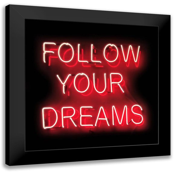 Carr, Hailey 20x20 Black Modern Framed Museum Art Print Titled - Neon Follow Your Dreams RB