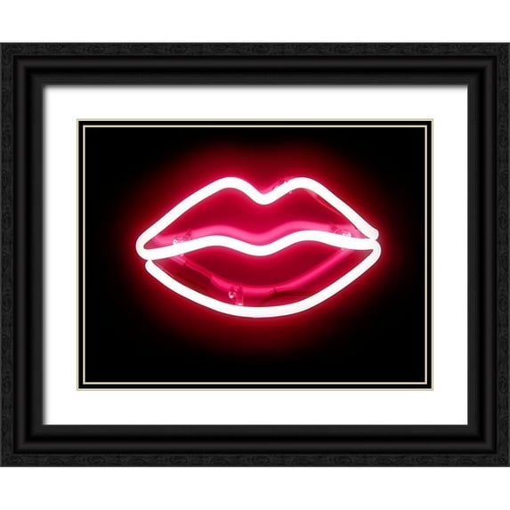 Carr, Hailey 24x19 Black Ornate Wood Framed with Double Matting Museum Art Print Titled - Neon Lips RB