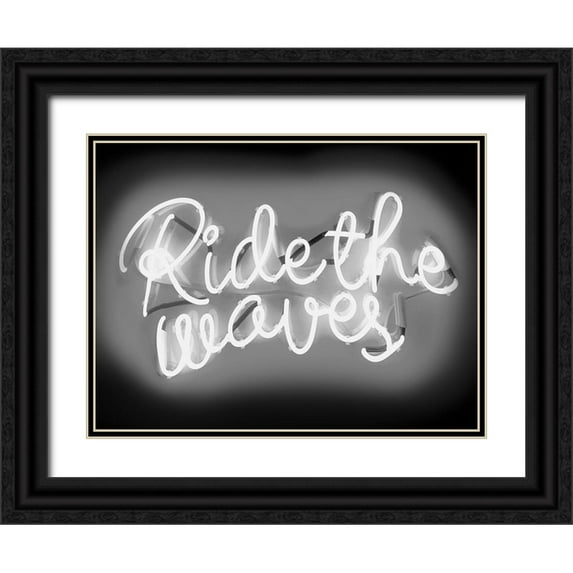 Carr, Hailey 24x19 Black Ornate Wood Framed with Double Matting Museum Art Print Titled - Neon Ride The Waves WB