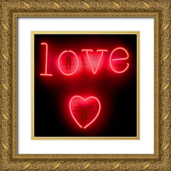 Carr, Hailey 26x26 Gold Ornate Wood Framed with Double Matting Museum Art Print Titled - Neon Love Heart RB
