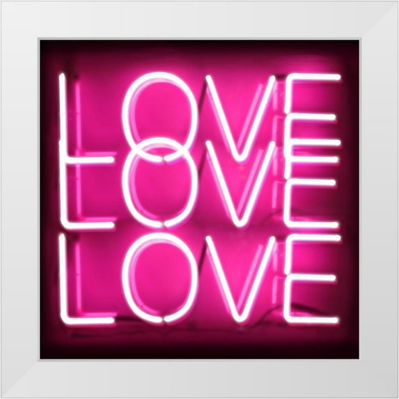 Carr, Hailey 26x26 White Modern Wood Framed Museum Art Print Titled - Neon Love Love Love PB