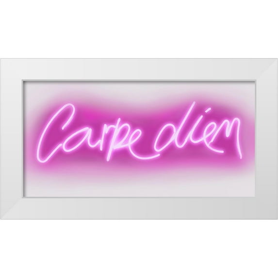 Carr, Hailey 32x18 White Modern Wood Framed Museum Art Print Titled - Neon Carpe Diem PW