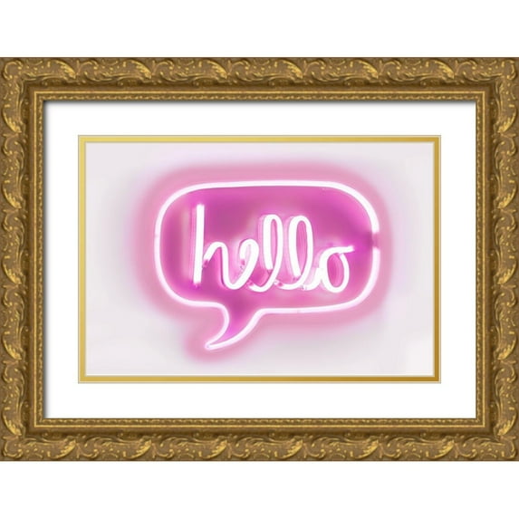 Carr, Hailey 32x23 Gold Ornate Wood Framed with Double Matting Museum Art Print Titled - Neon Hello PW