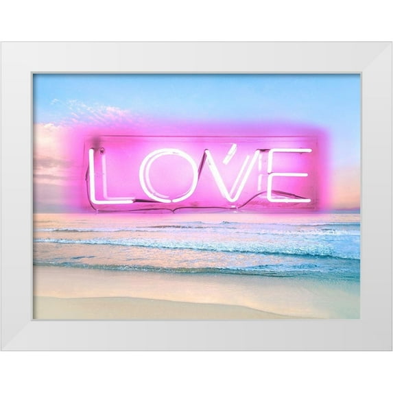 Carr, Hailey 32x25 White Modern Wood Framed Museum Art Print Titled - Neon Love Beach PB