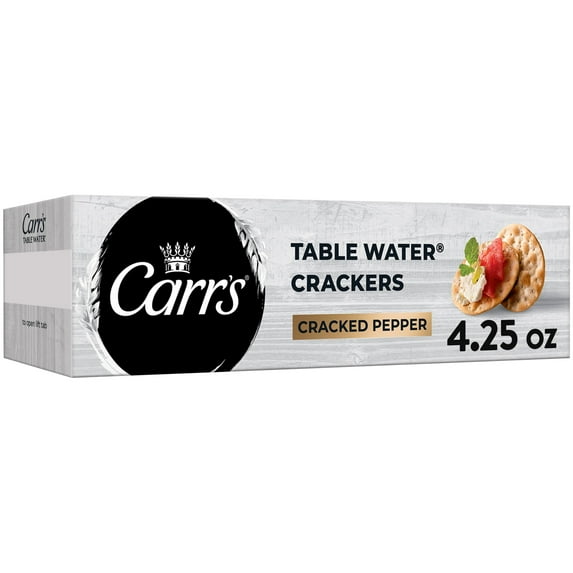Carr's Cracked Pepper Table Water Crackers, Baked Snack Crackers, 4.5 oz