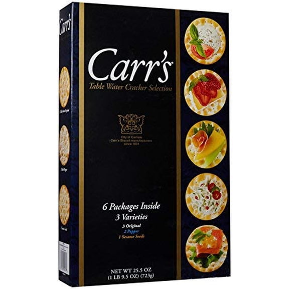 Carr's Table Water Cracker Selection, 6 Packages of 3 Varieties Inside, 1lb 9.5 oz. Box-SET OF 2