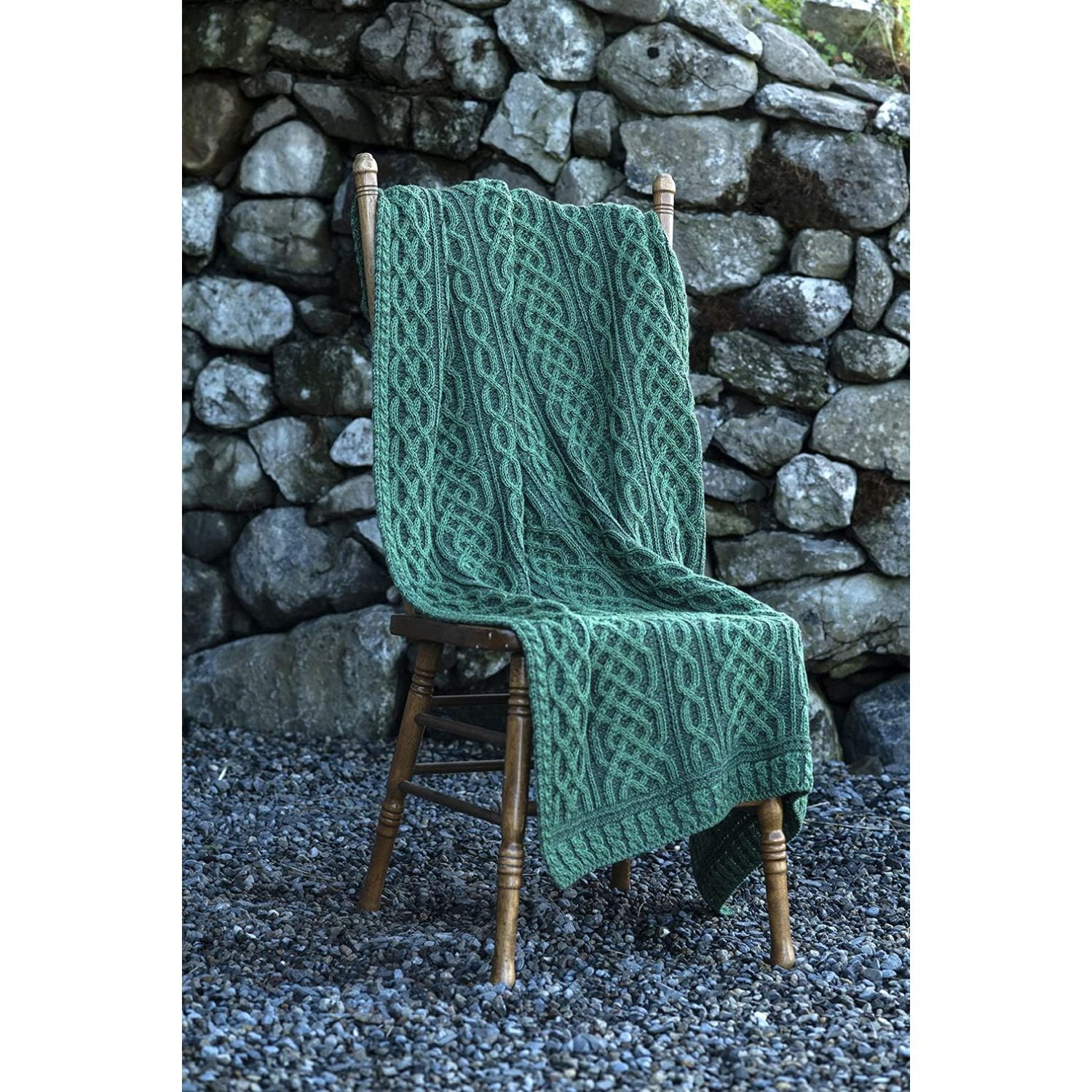 Carraig Donn Irish Cable Knit Blanket Celtic Aran Throw 100 Merino