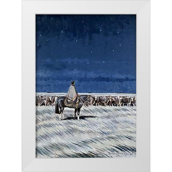 Carranza, Fernando Romero 24x32 White Modern Wood Framed Museum Art Print Titled - The Night