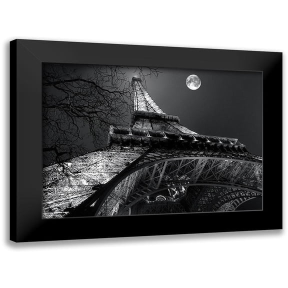 Carrara, Antoine 14x11 Black Modern Framed Museum Art Print Titled - Tour Eiffel, pleine lune