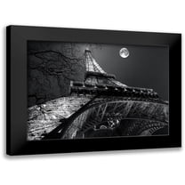 Carrara, Antoine 14x11 Black Modern Framed Museum Art Print Titled - Tour Eiffel, pleine lune