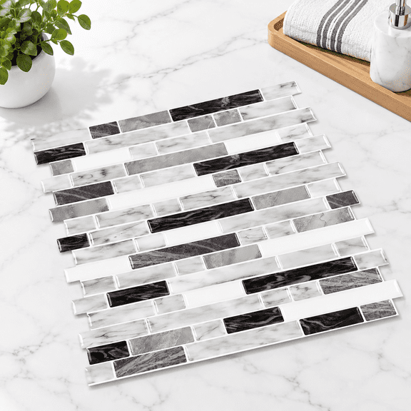 Carrara Grey 10 Self-adhesive Peel and Stick Wall Tile Backsplash