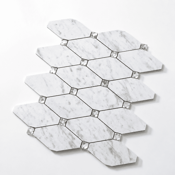 Carrara White 10-Sheet Peel and Stick Marble Backsplash Wall Tiles