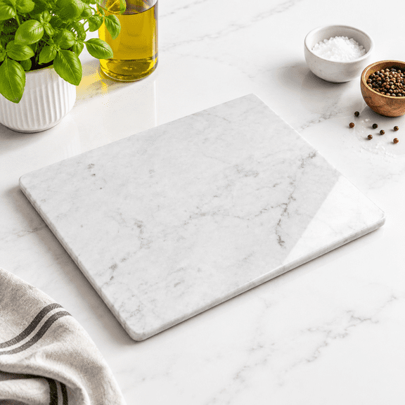 Carrara White 16"L x 12"W Marble Board for Kitchen Food Prep
